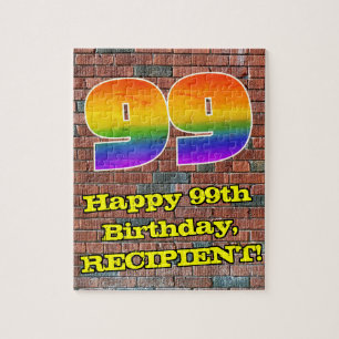 99th Birthday: Fun Graffiti-Inspired Rainbow 99 Jigsaw Puzzle