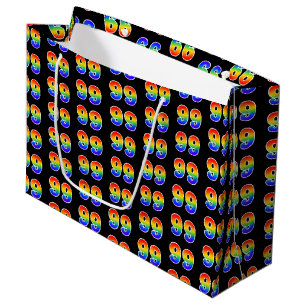 99th Birthday: Fun Rainbow Event Number 99 Pattern Large Gift Bag
