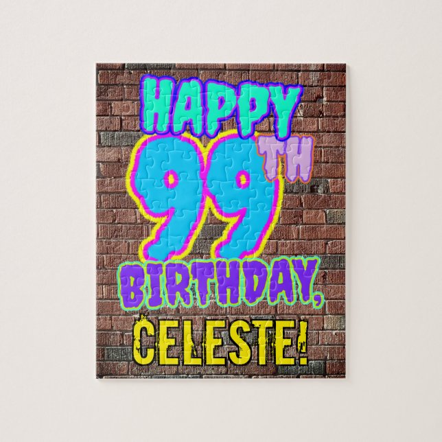 99th Birthday ~ Fun, Urban Graffiti Inspired Look Jigsaw Puzzle (Vertical)