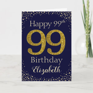 99th Birthday Golden Glitter Card