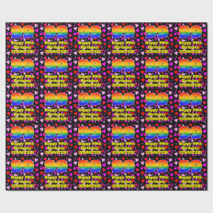 99th Birthday: Loving Hearts Pattern, Rainbow # 99 Wrapping Paper
