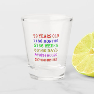 99th Birthday Milestones Shot Glass