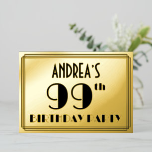 99th Birthday Party — Art Deco Look “99” + Name