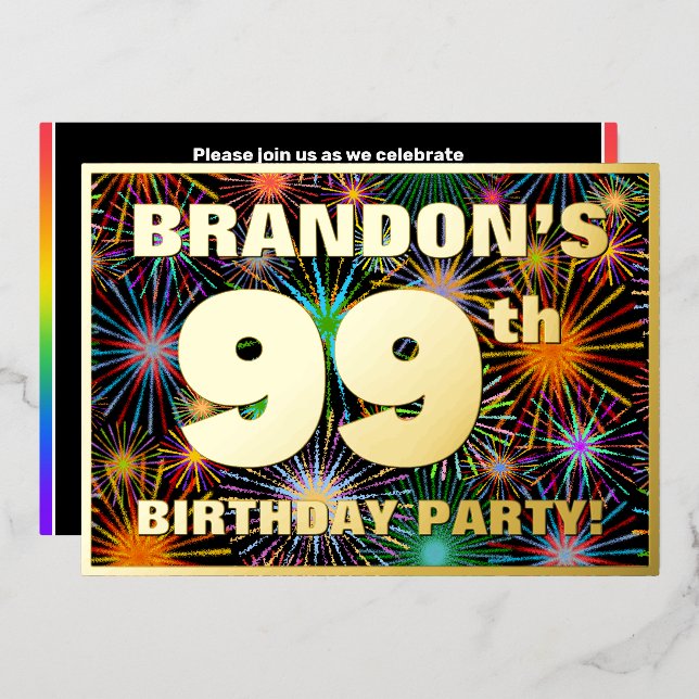 99th Birthday Party — Fun, Colourful Fireworks Loo (Front/Back)