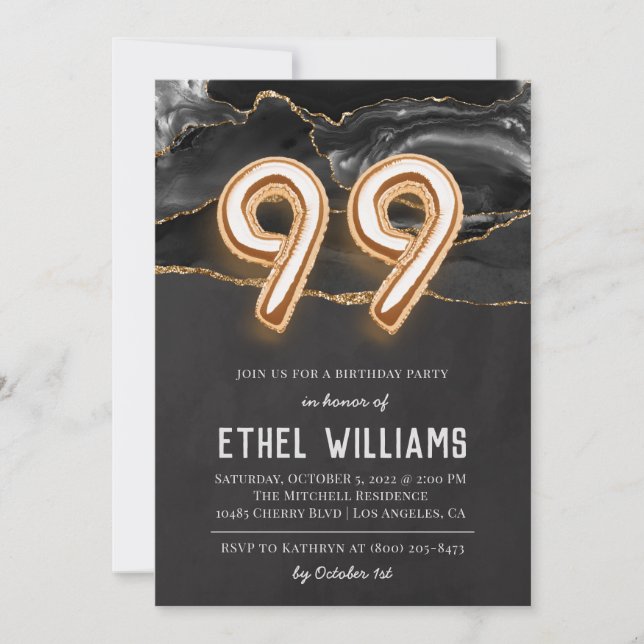 99th Birthday Party Invitation (Front)
