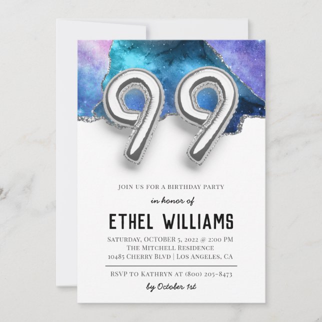 99th Birthday Party Invitation (Front)