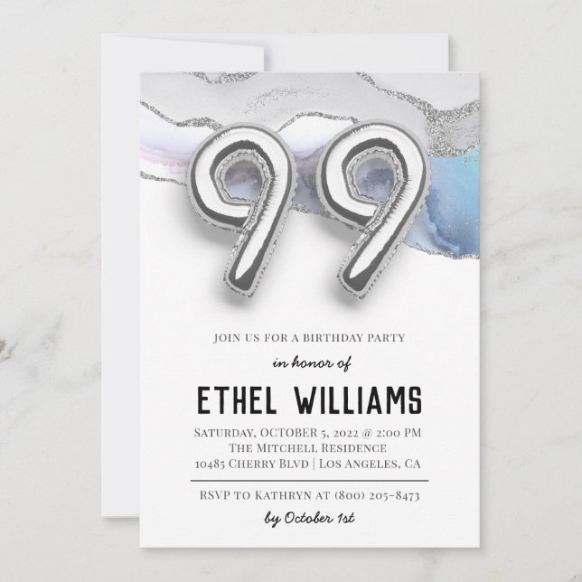 99th Birthday Party Invitation (Front)