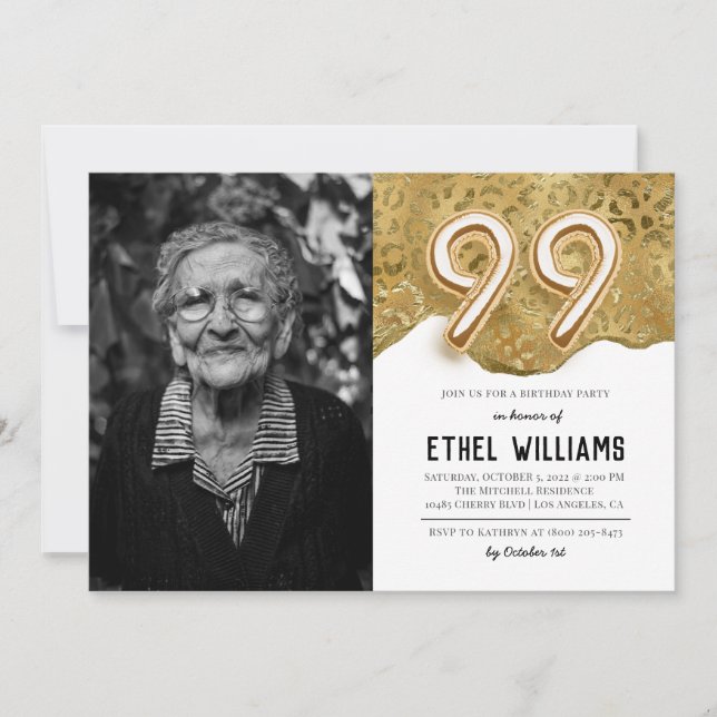 99th Birthday Party Invitation (Front)
