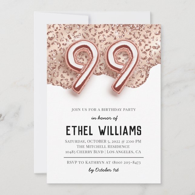 99th Birthday Party Invitation (Front)