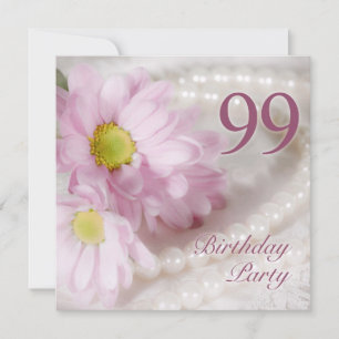 99th Birthday party invitation with daisies