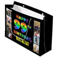 99th Birthday: Rainbow Text, Custom Photos & Name