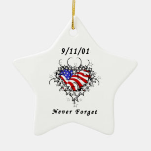 9/11/01 Patriotic Tattoo Ceramic Tree Decoration