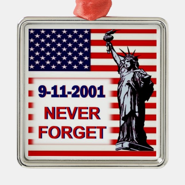 9-11-2001-Never Forget Metal Tree Decoration (Front)