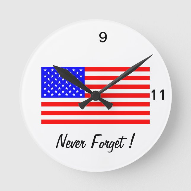 9-11 NEVER FORGET ROUND CLOCK (Front)