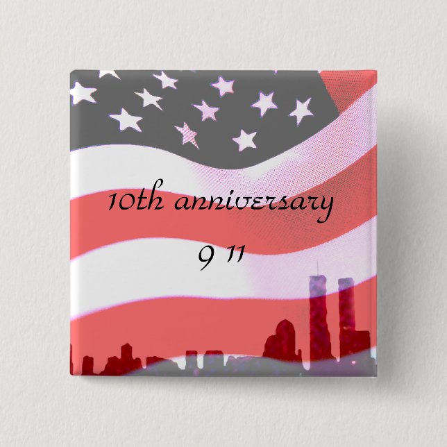 9/11 Remembered_ 15 Cm Square Badge (Front)