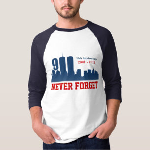 9/11 September 11th - Never Forget - Raglan Tshirt