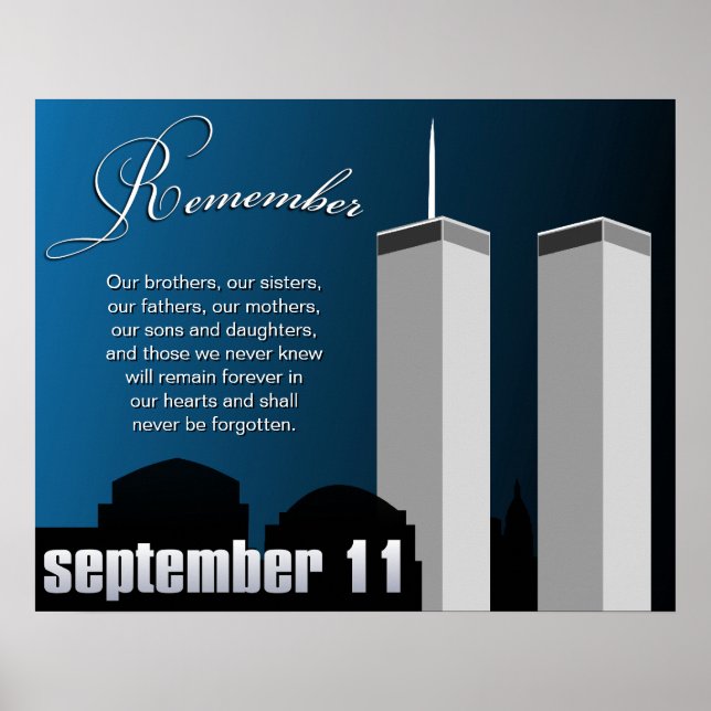 9/11 September 11th - WTC Remembrance Poster (Front)