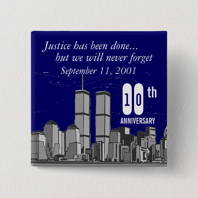 9-11 Tenth Anniversary 15 Cm Square Badge (Front)