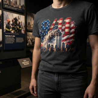 9/11 Twin Towers American Flag Memorial T-Shirt