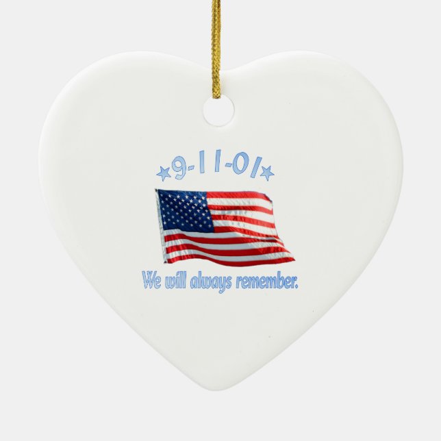 9-11 We Will Always Remember Ceramic Ornament (Back)