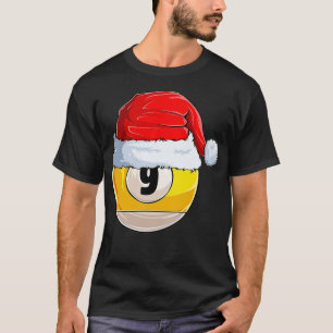 9 Ball Billiard Santa Hat Christmas Funny Ball San T-Shirt