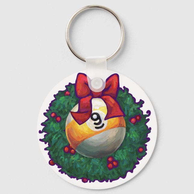 9 ball Christmas Key Ring (Front)