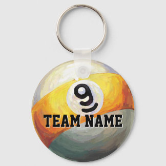 9 Ball Custom Team Name Key Ring