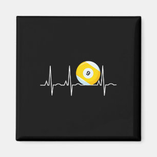9 Ball Heartbeat - Pool Player Nine Ball Heartbeat Magnet
