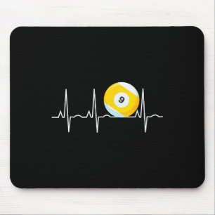 9 Ball Heartbeat - Pool Player Nine Ball Heartbeat Mouse Pad