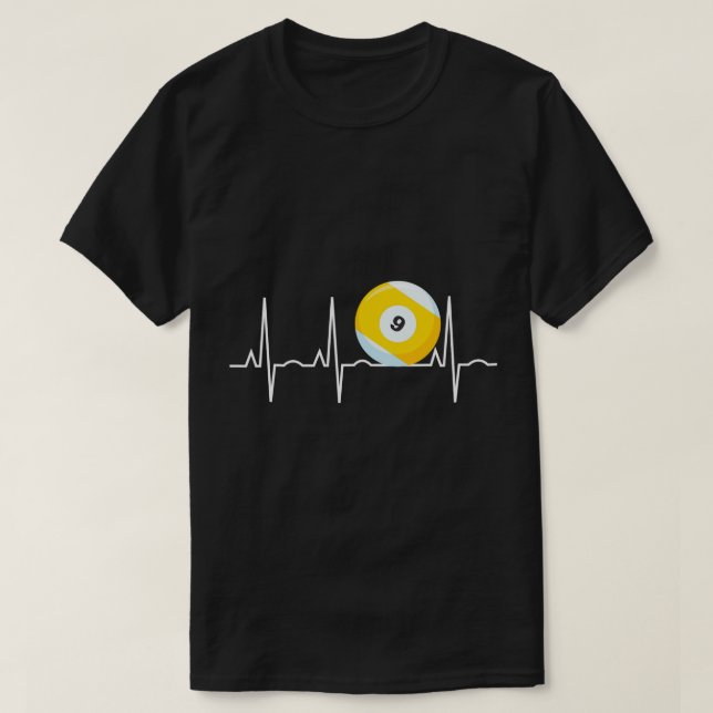 9 Ball Heartbeat - Pool Player Nine Ball Heartbeat T-Shirt (Design Front)