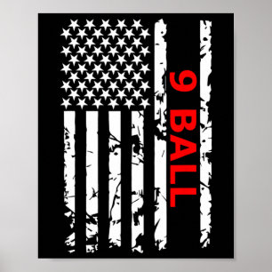9 Ball Pool Table Billiards Gift Poster