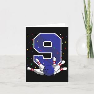 9 Birthday Bowling Bday Party Bowler Celebration 9 Card