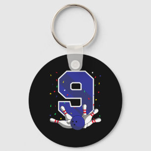 9 Birthday Bowling Bday Party Bowler Celebration 9 Key Ring