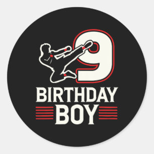 9 Birthday Boy Karate Enthusiast Classic Round Sticker