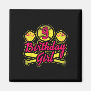 9 Birthday Girl For Cool Softll Girls 9th Birthday Magnet