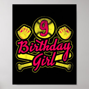 9 Birthday Girl For Cool Softll Girls 9th Birthday Poster