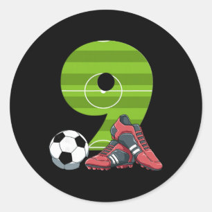 9 Birthday Soccer First Birthday Footll Kids Classic Round Sticker