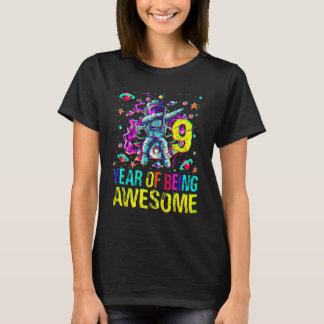 9 Birthday Year Of Being Awesome Astronaut T-Shirt