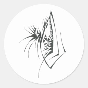 9 Black White Abstract Tribal Tattoo Art Classic Round Sticker