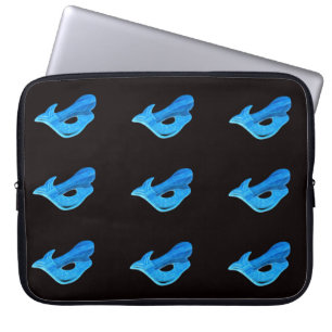 9 blue mermaids on black sleeve