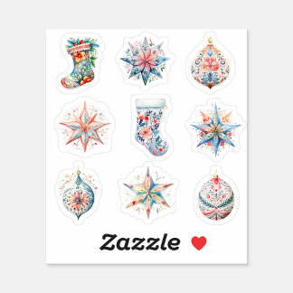 9 Boho Christmas Custom-Cut Vinyl Sticker