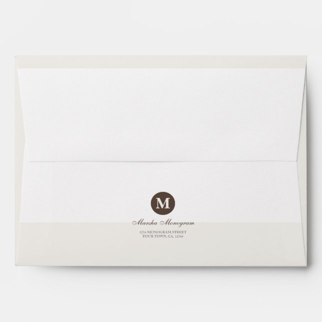 #9 - Brown & Cream Monogram (Brown inside) Envelopes (Back (Top Flap))