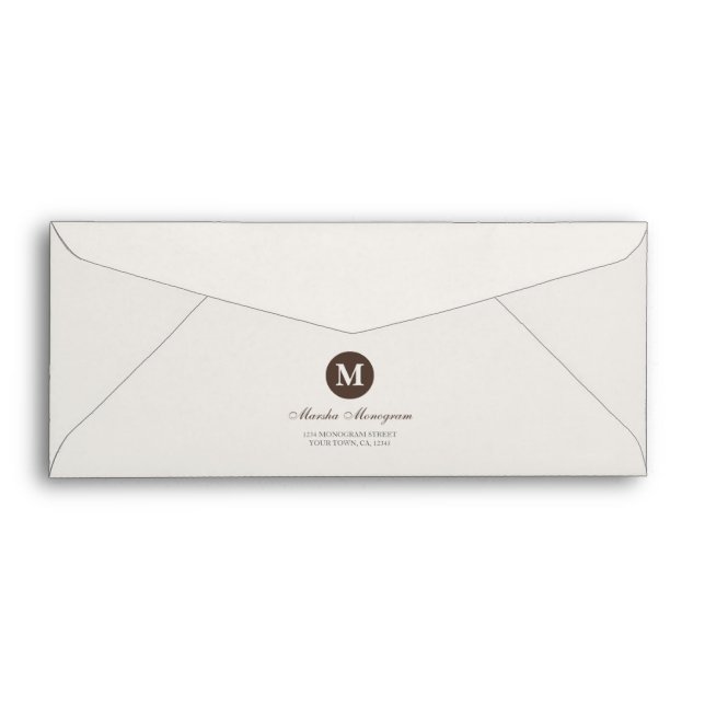 #9 - Brown & Cream Monogram (Brown inside) Envelopes (Back (Top Flap))