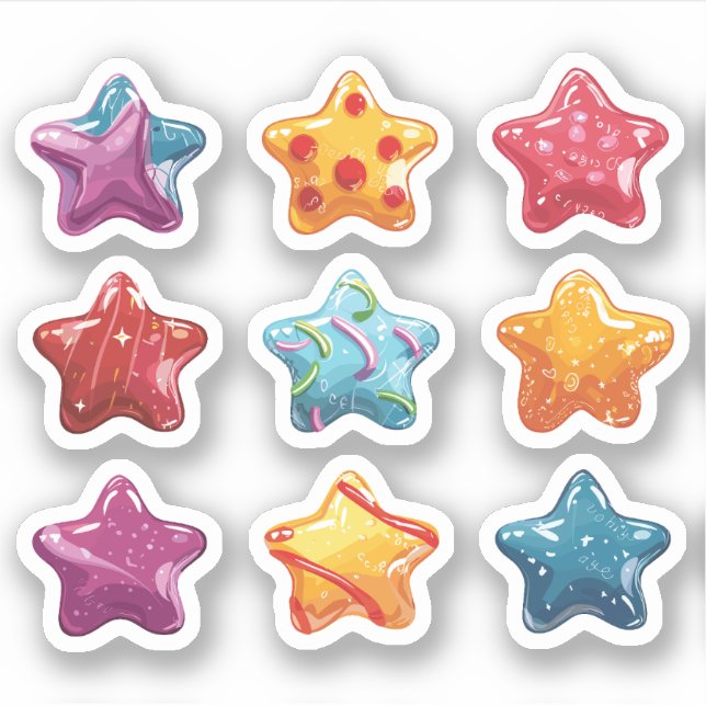 9 Candy Stars Sticker Set (Front)
