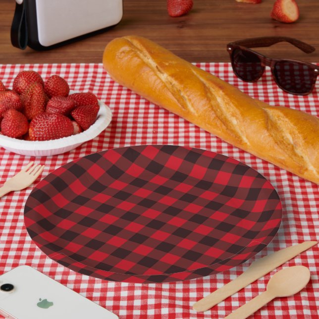9" Chequered Round Paper Plate  (Picnic)