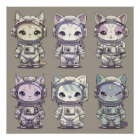 9 Chibi Astronaut Kittens Space Crew