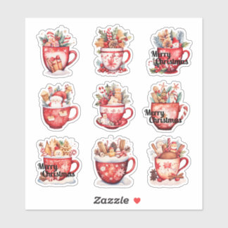 9 Christmas Cups Custom-Cut Vinyl Sticker