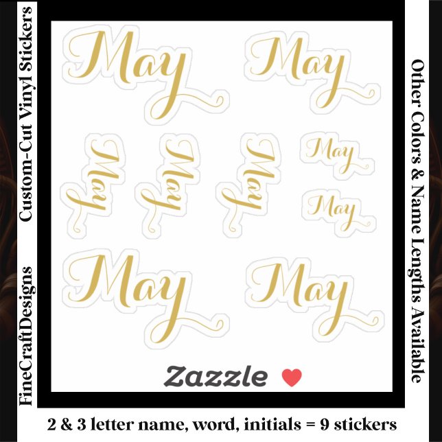 9 Custom Name Word, 2-3 letters Elegant Script Gld (Creator Uploaded)