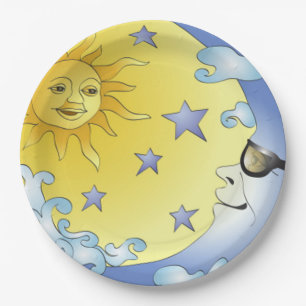 9" Custom Paper Plates/Sun, Moon and Stars Paper Plate