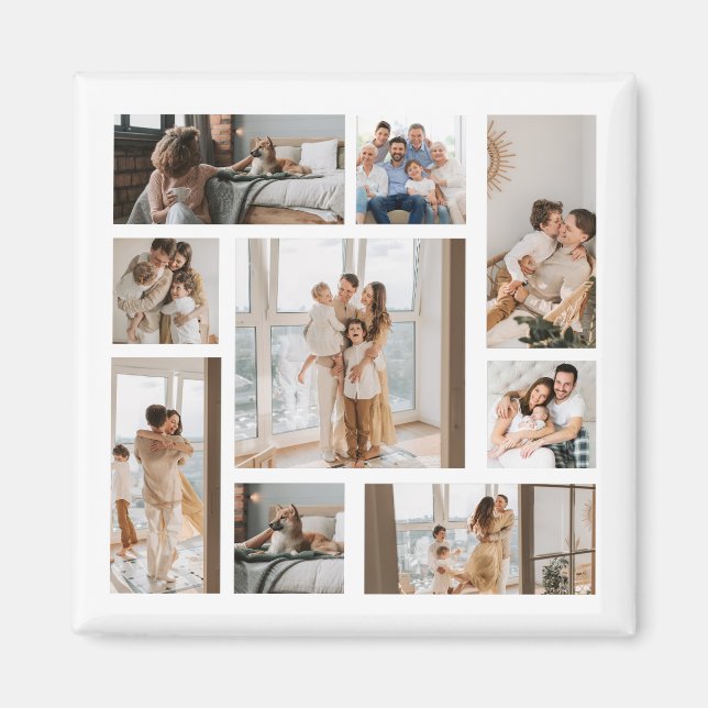 9 Custom Photo Collage Template Magnets (Front)